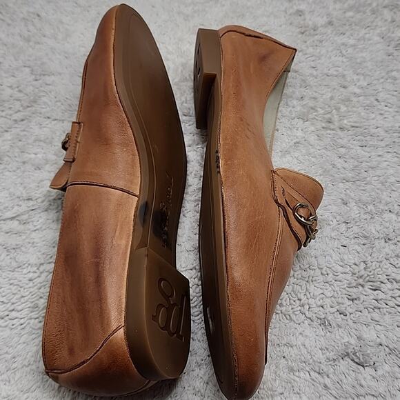 PAUL GREEN NEWCASTLE TAN LEATHER GOLD CHAIN LINK LOAFERS LADIES SIZE 10 NWOB - Picture 12 of 16